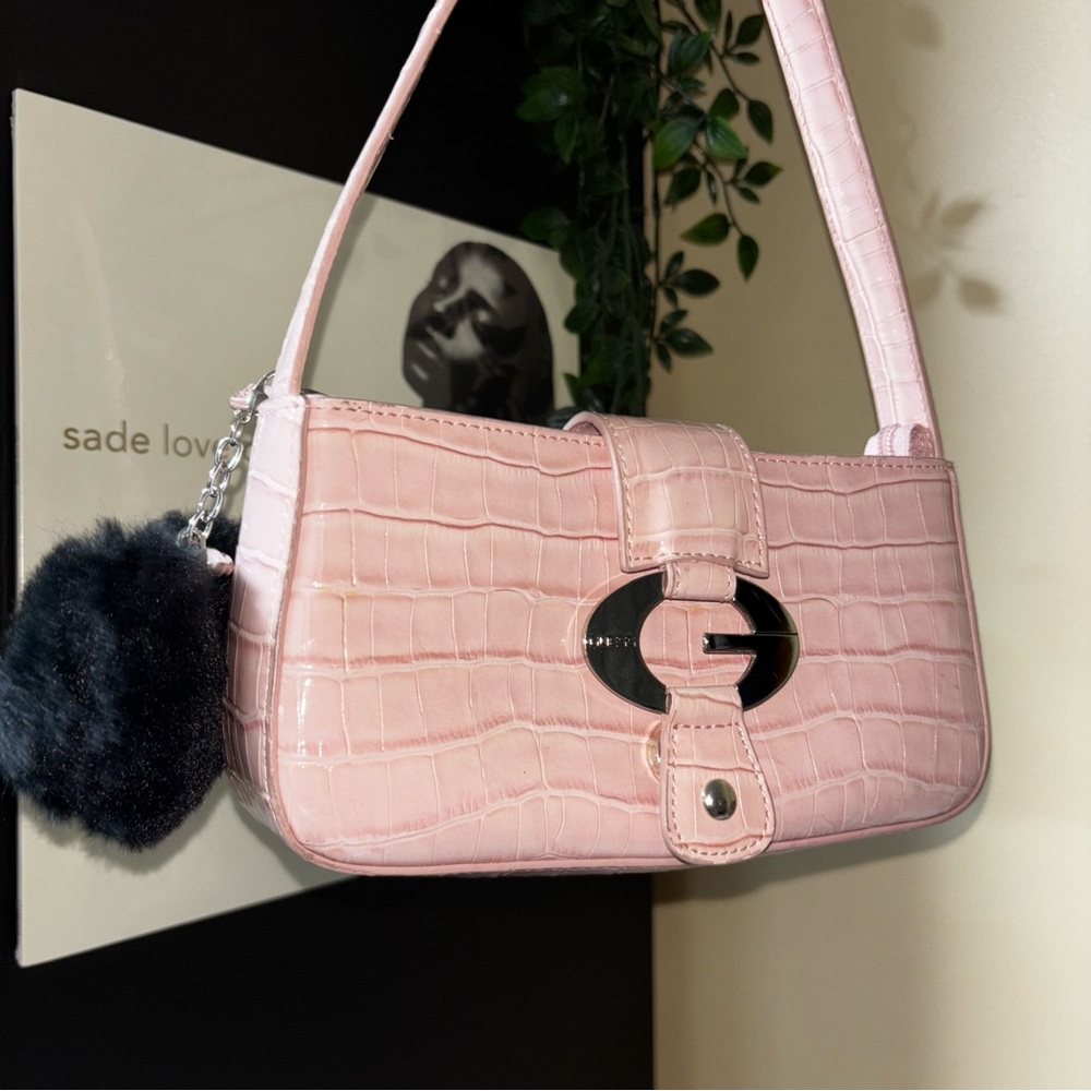 GUESS Pink Croc-Embossed Women's Bag